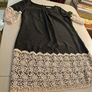 Gianni Bini Black with White Lace Dress
